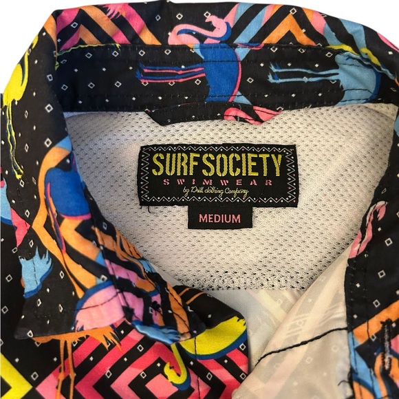 SURF SOCIETY SWIMWEAR SS Flamingo Tropical UV Protect Vented Outdoors Shirt Med - Picture 2 of 9